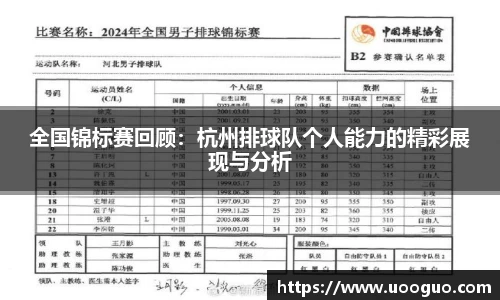 全国锦标赛回顾：杭州排球队个人能力的精彩展现与分析